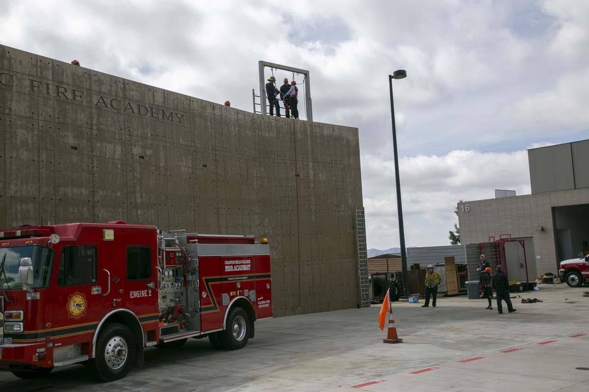 Girls attend the Empowerment Camp at Fire Academy.