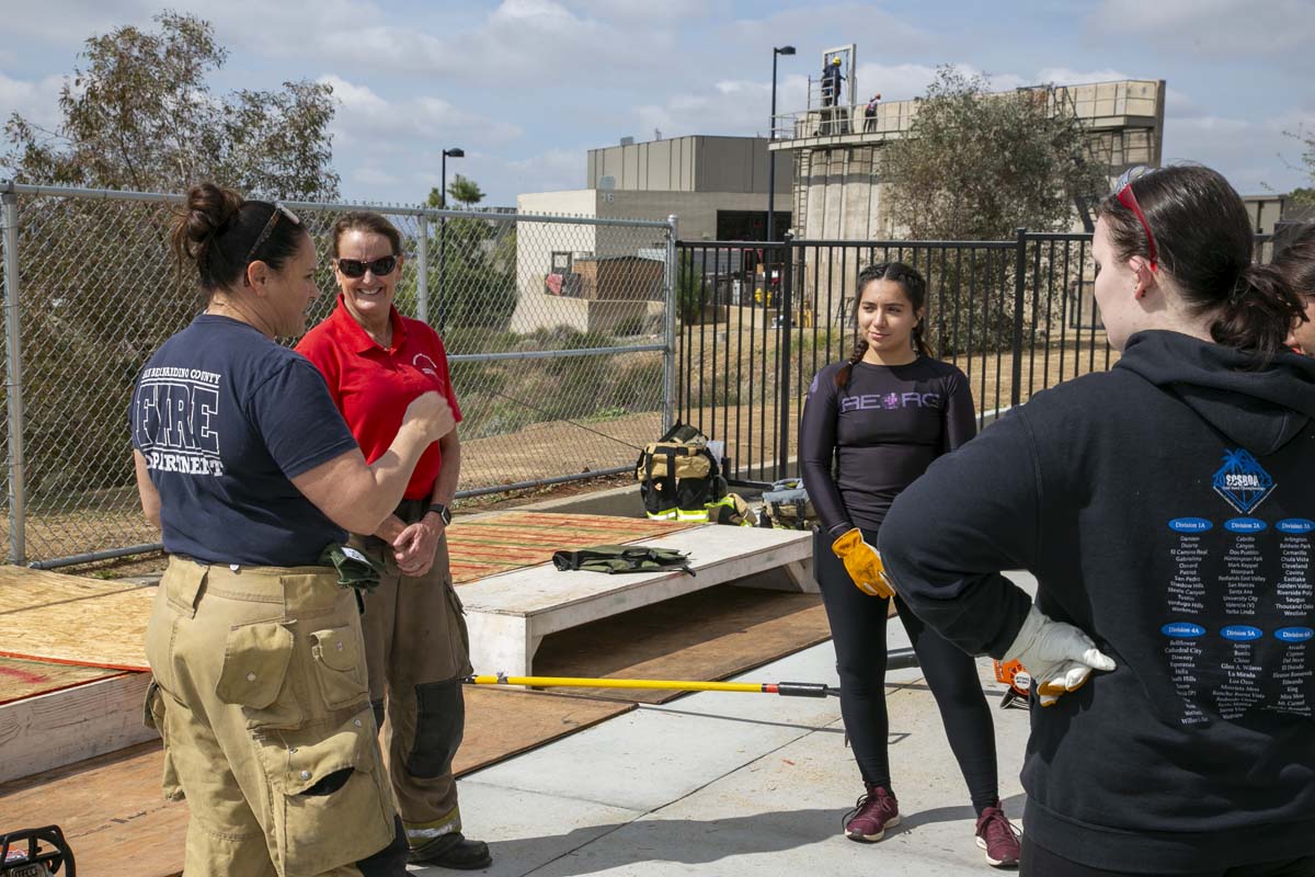 Girls attend the Empowerment Camp at Fire Academy.