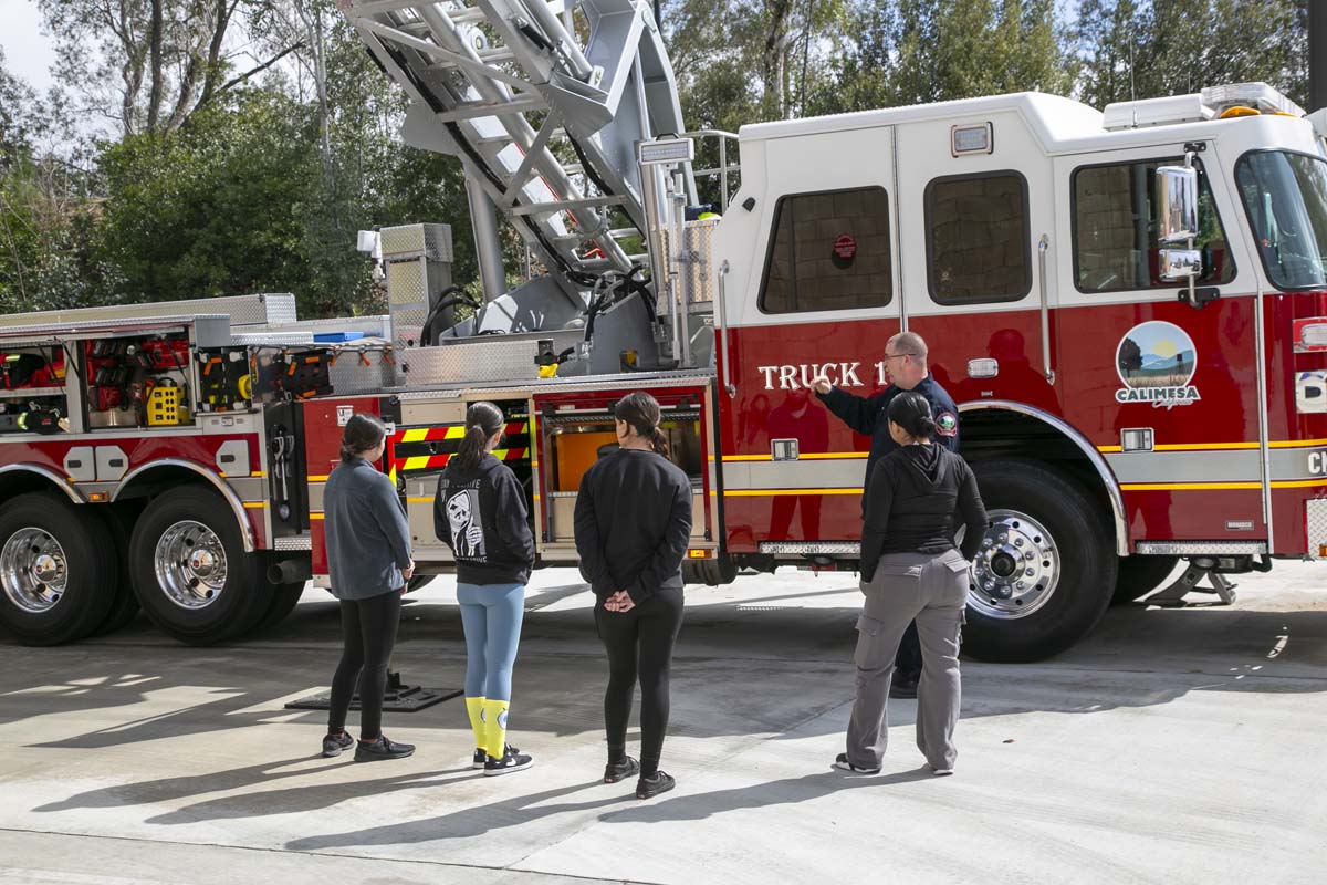 Girls attend the Empowerment Camp at Fire Academy.