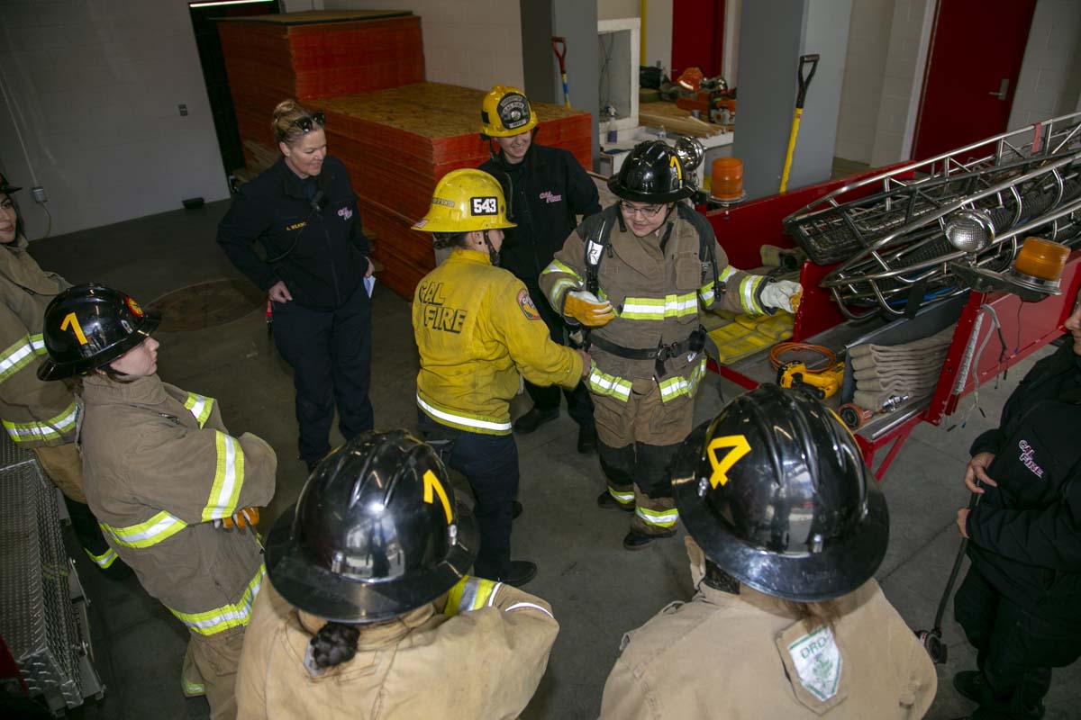 Girls attend the Empowerment Camp at Fire Academy.
