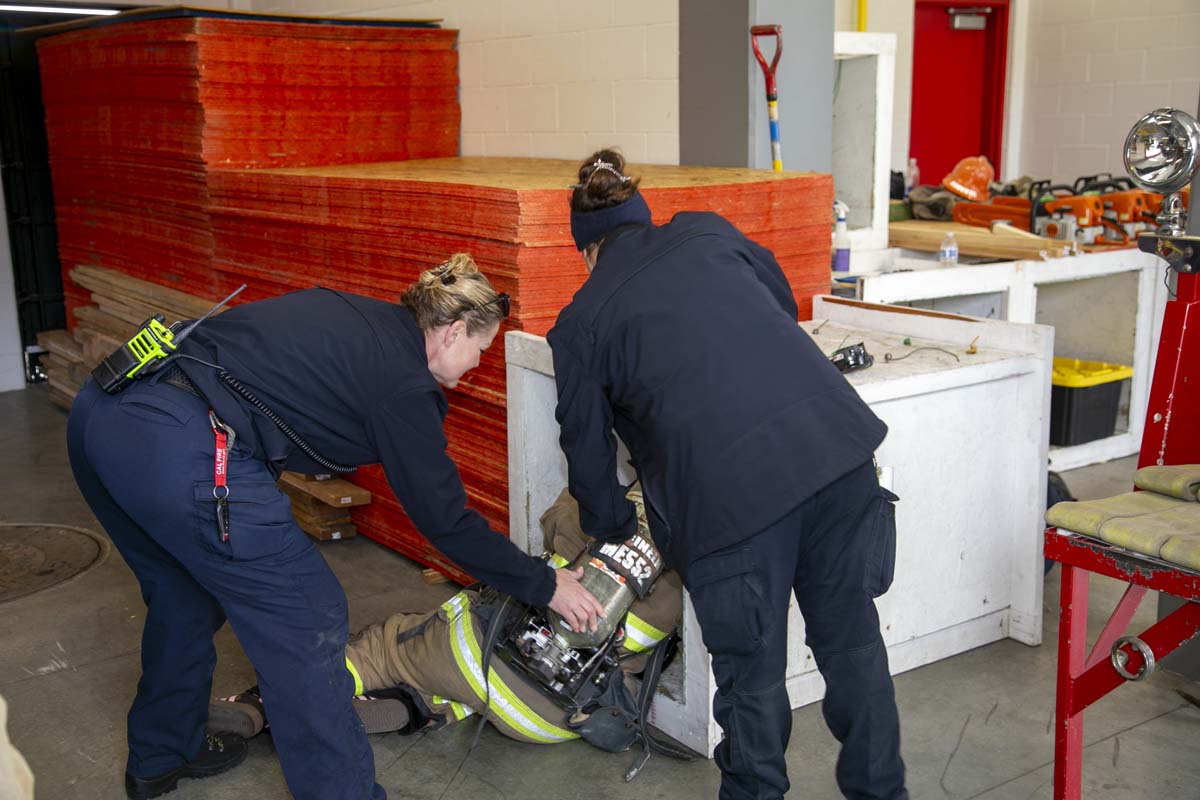 Girls attend the Empowerment Camp at Fire Academy.