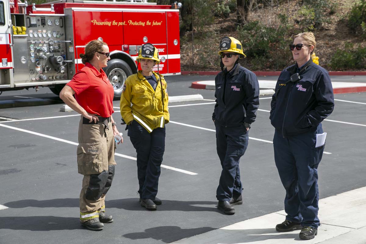 Girls attend the Empowerment Camp at Fire Academy.