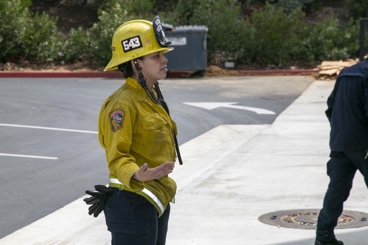 Girls attend the Empowerment Camp at Fire Academy.
