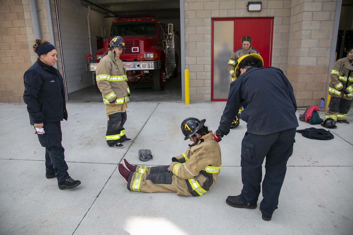 Girls attend the Empowerment Camp at Fire Academy.