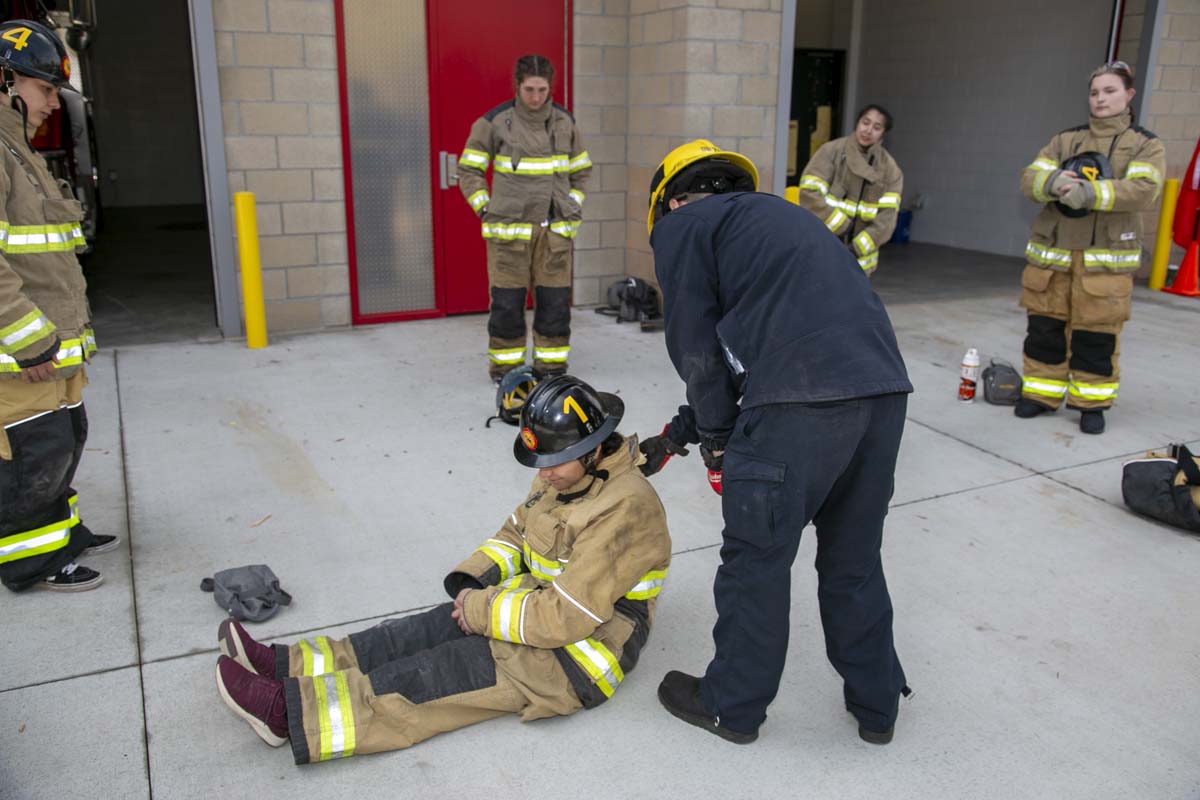 Girls attend the Empowerment Camp at Fire Academy.