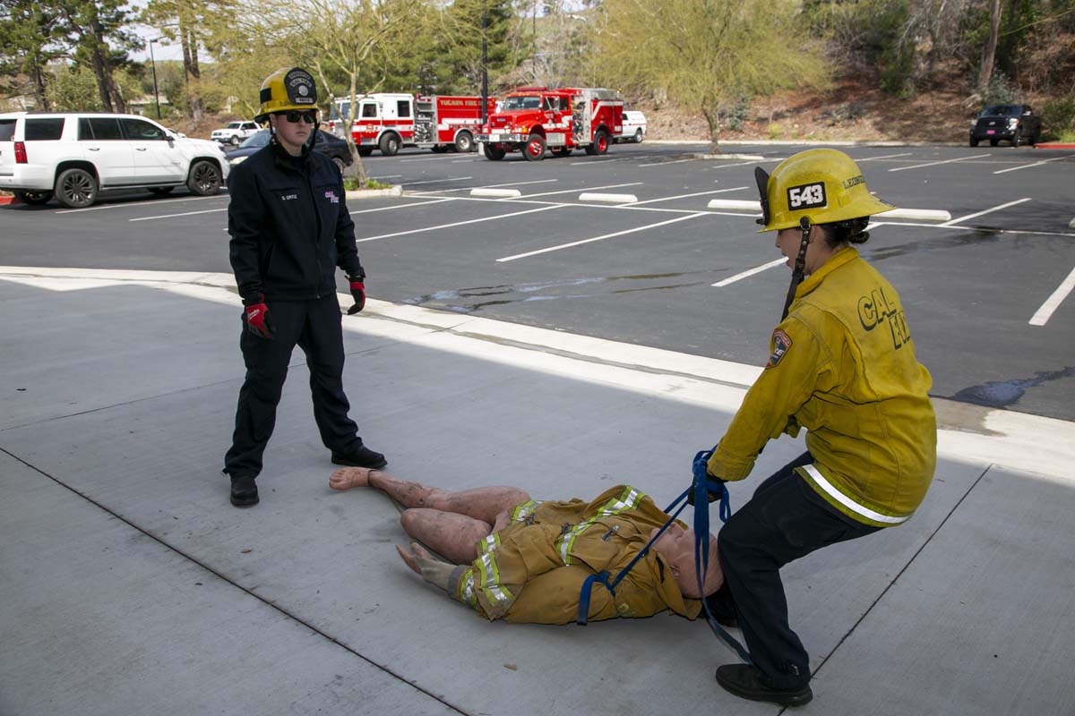 Girls attend the Empowerment Camp at Fire Academy.