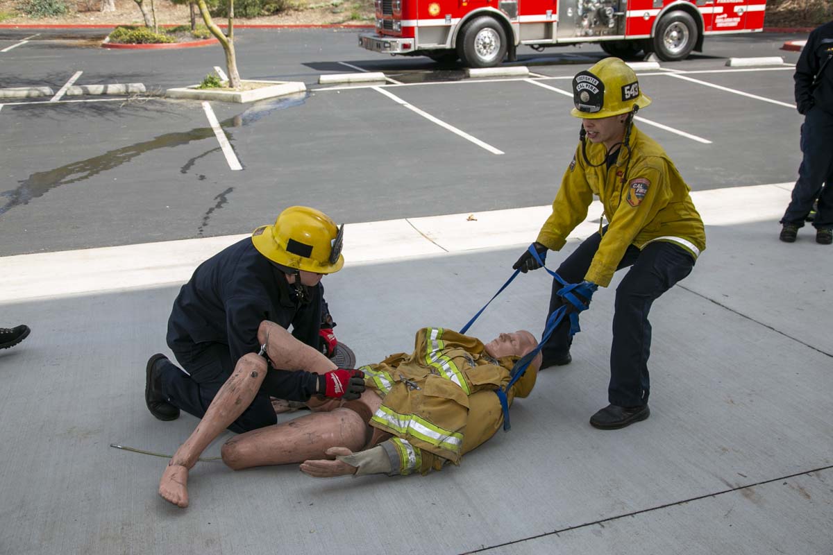 Girls attend the Empowerment Camp at Fire Academy.
