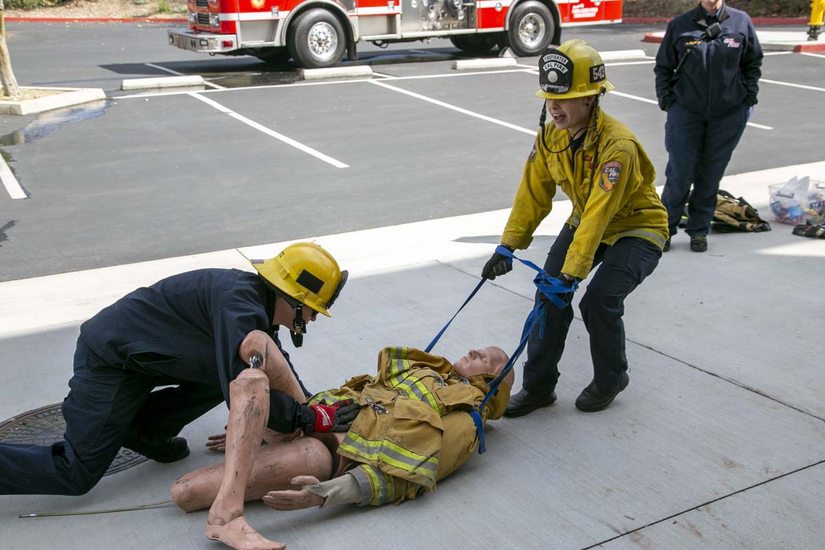 Girls attend the Empowerment Camp at Fire Academy.