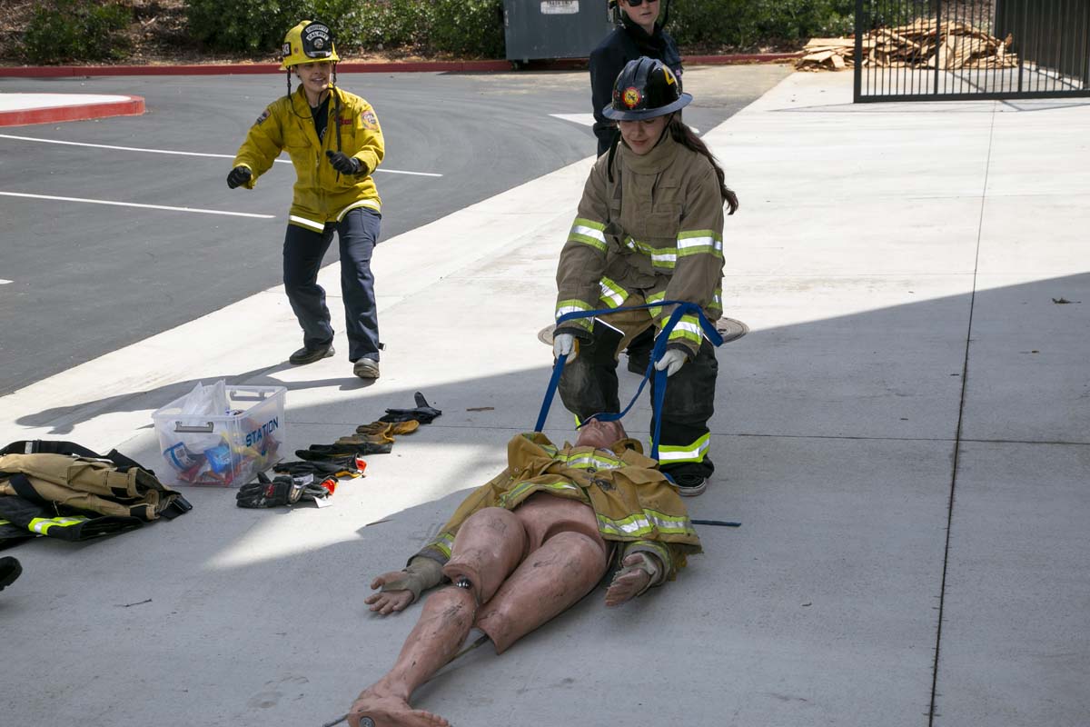 Girls attend the Empowerment Camp at Fire Academy.