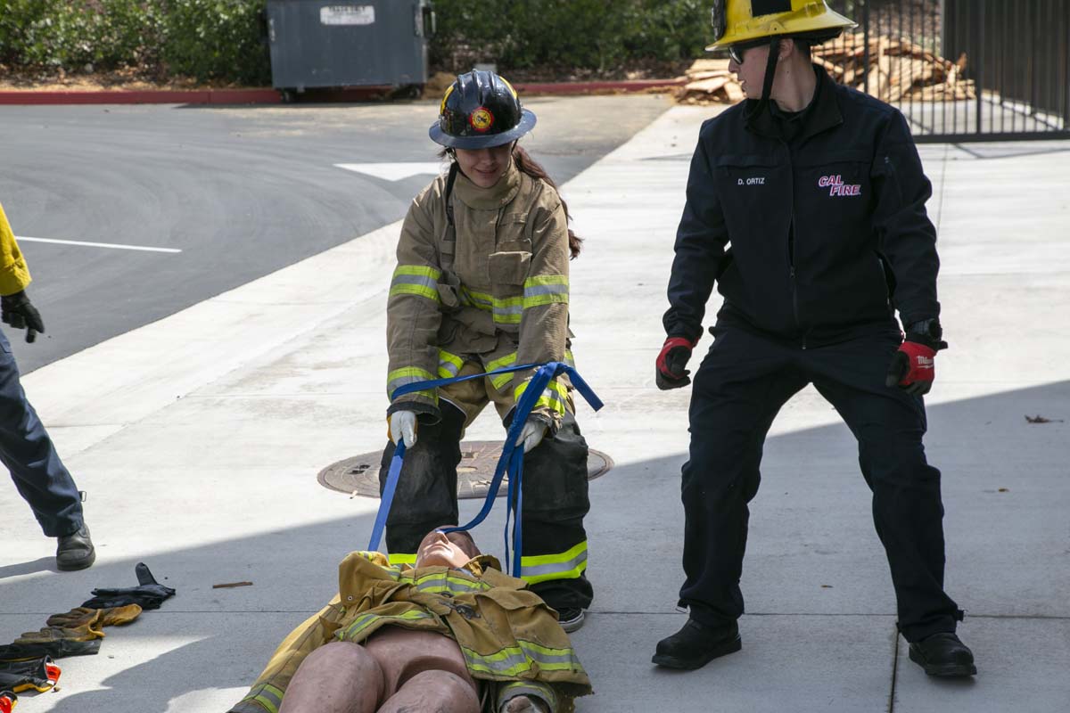 Girls attend the Empowerment Camp at Fire Academy.