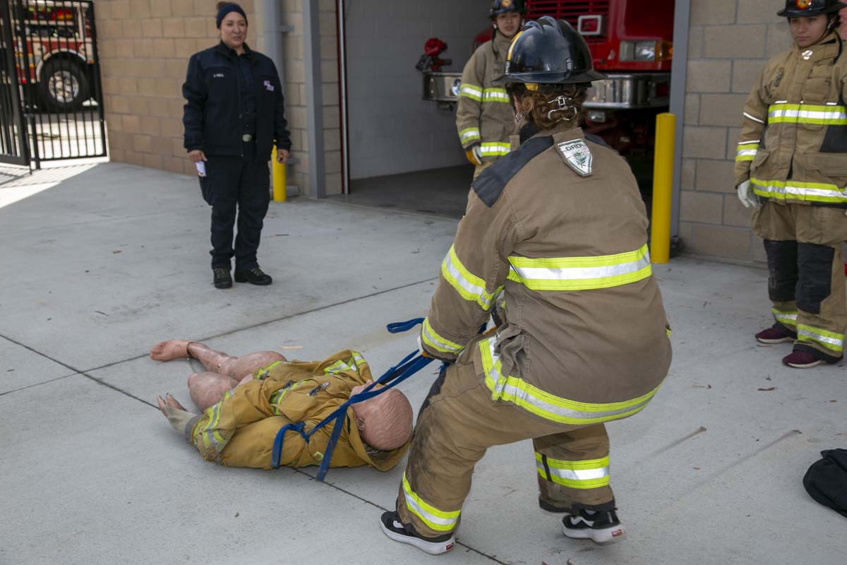 Girls attend the Empowerment Camp at Fire Academy.