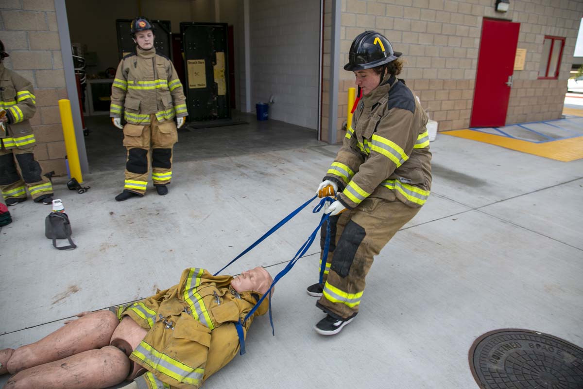 Girls attend the Empowerment Camp at Fire Academy.