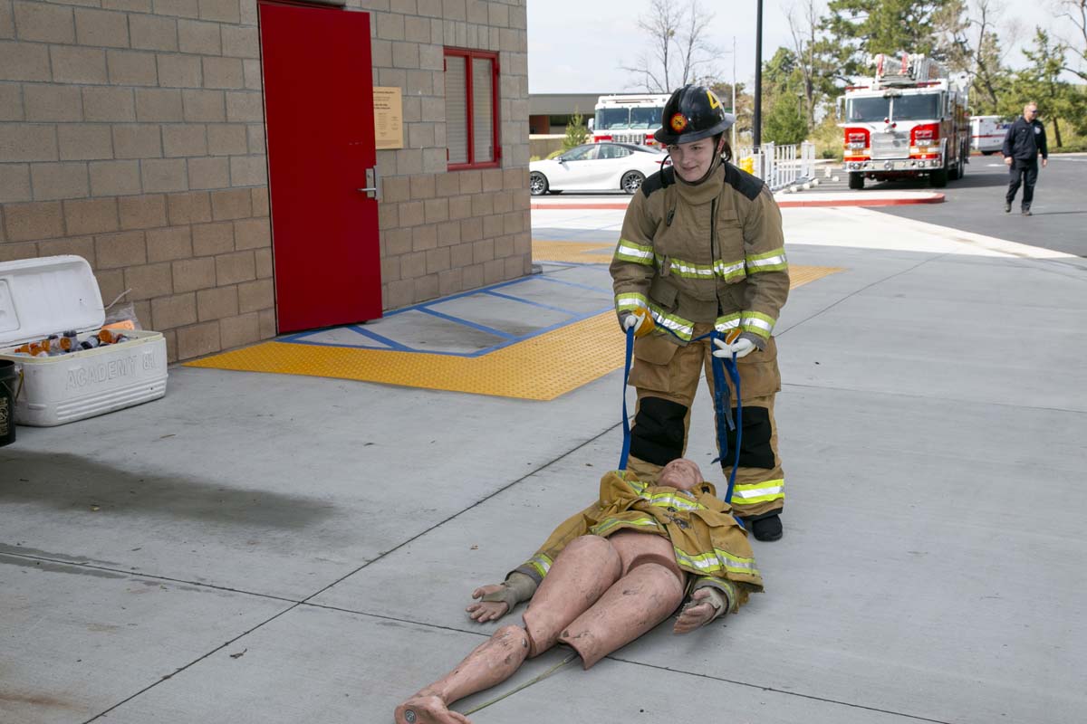 Girls attend the Empowerment Camp at Fire Academy.