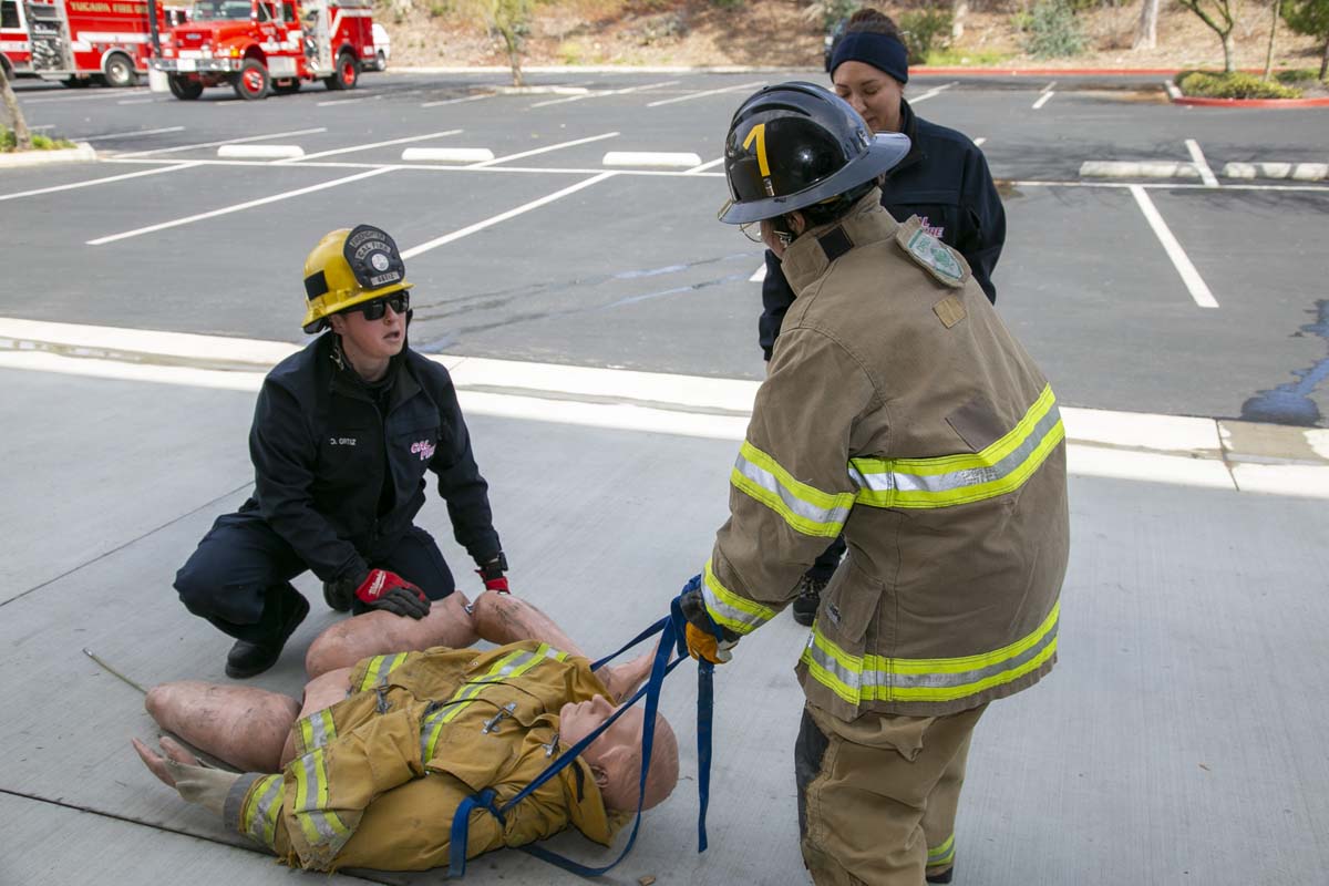 Girls attend the Empowerment Camp at Fire Academy.