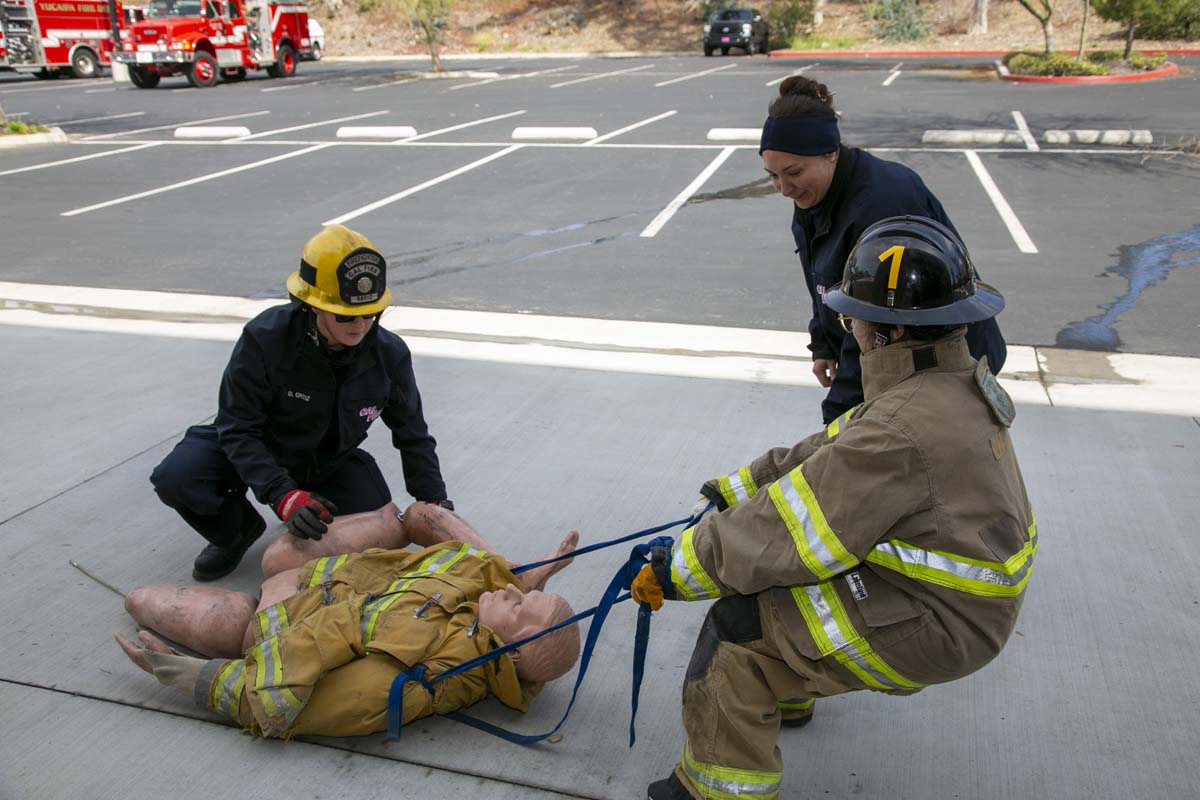Girls attend the Empowerment Camp at Fire Academy.