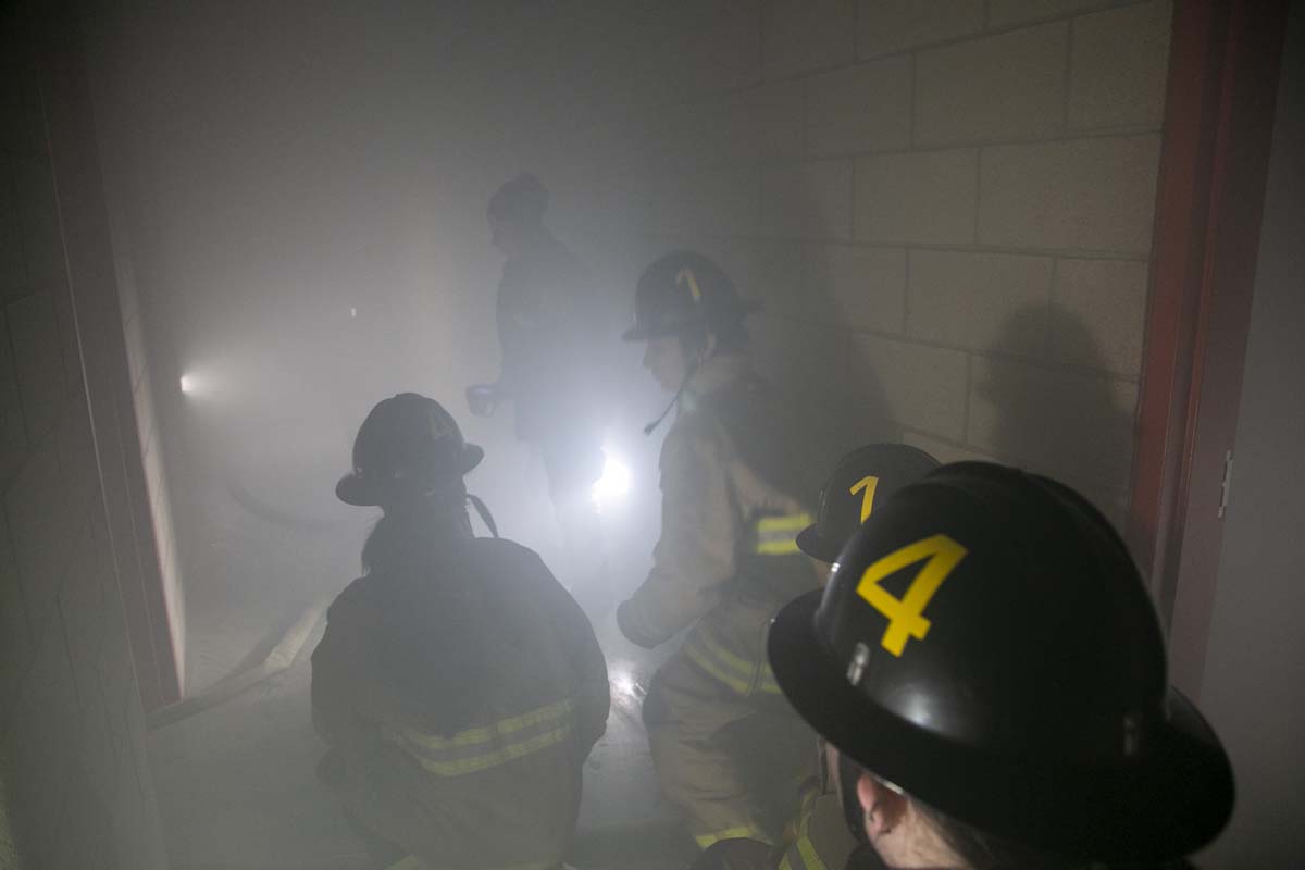Girls attend the Empowerment Camp at Fire Academy.