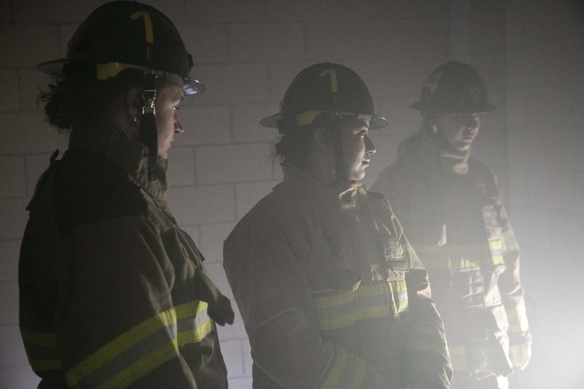 Girls attend the Empowerment Camp at Fire Academy.