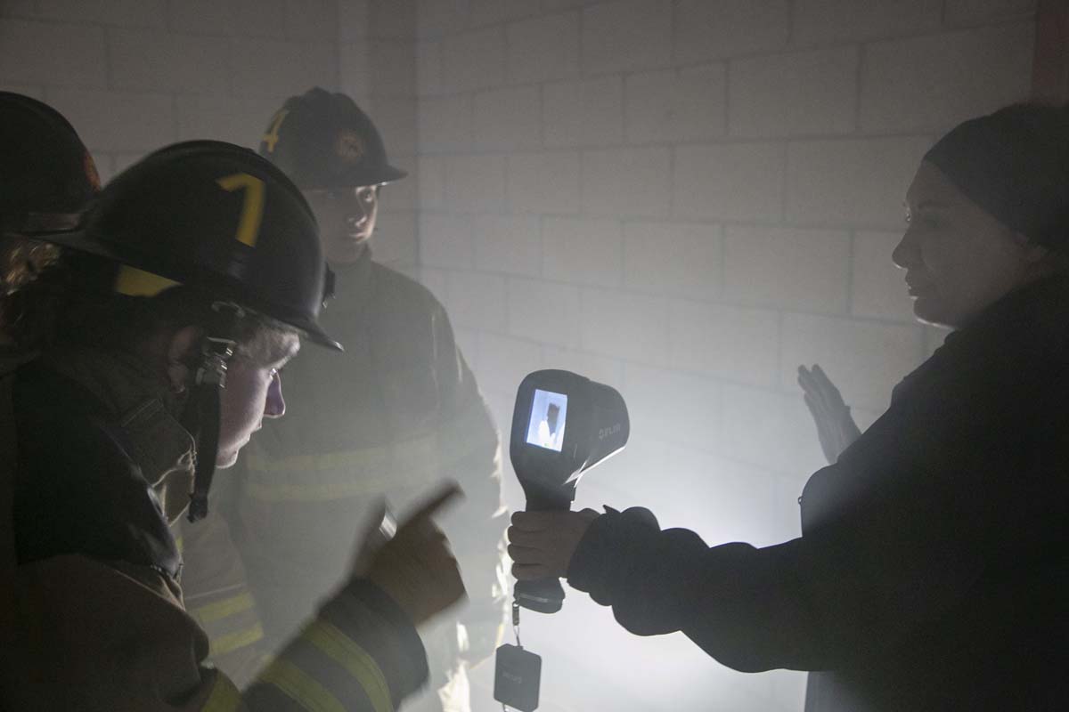 Girls attend the Empowerment Camp at Fire Academy.