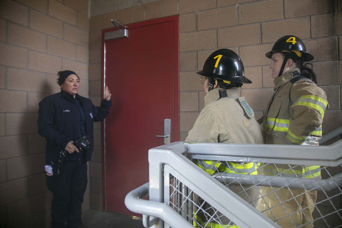 Girls attend the Empowerment Camp at Fire Academy.
