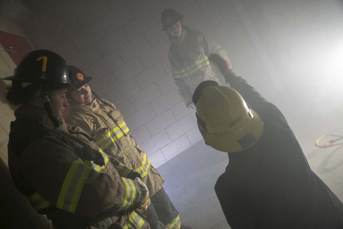 Girls attend the Empowerment Camp at Fire Academy.