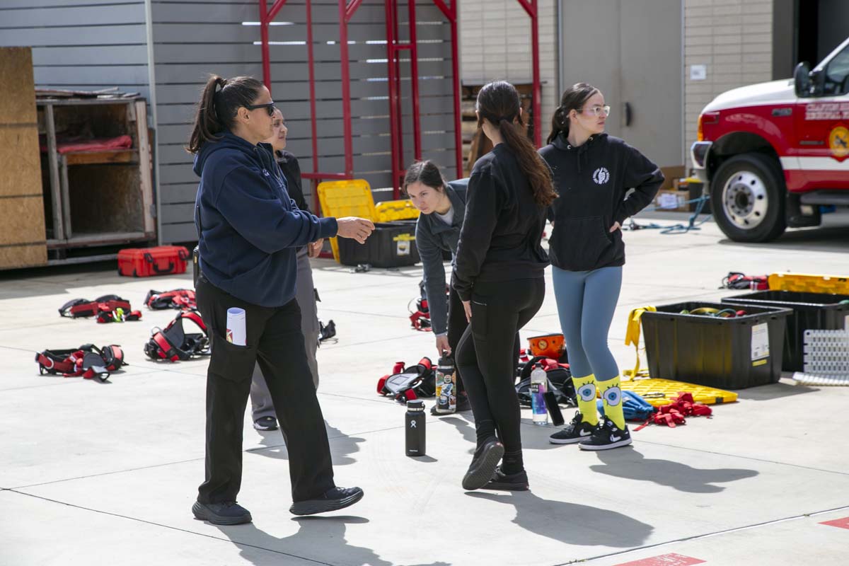 Girls attend the Empowerment Camp at Fire Academy.