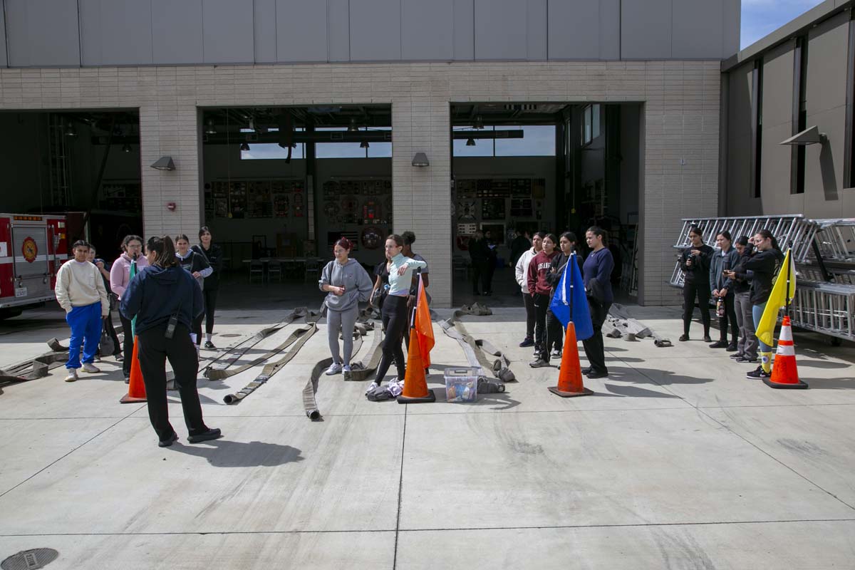 Girls attend the Empowerment Camp at Fire Academy.