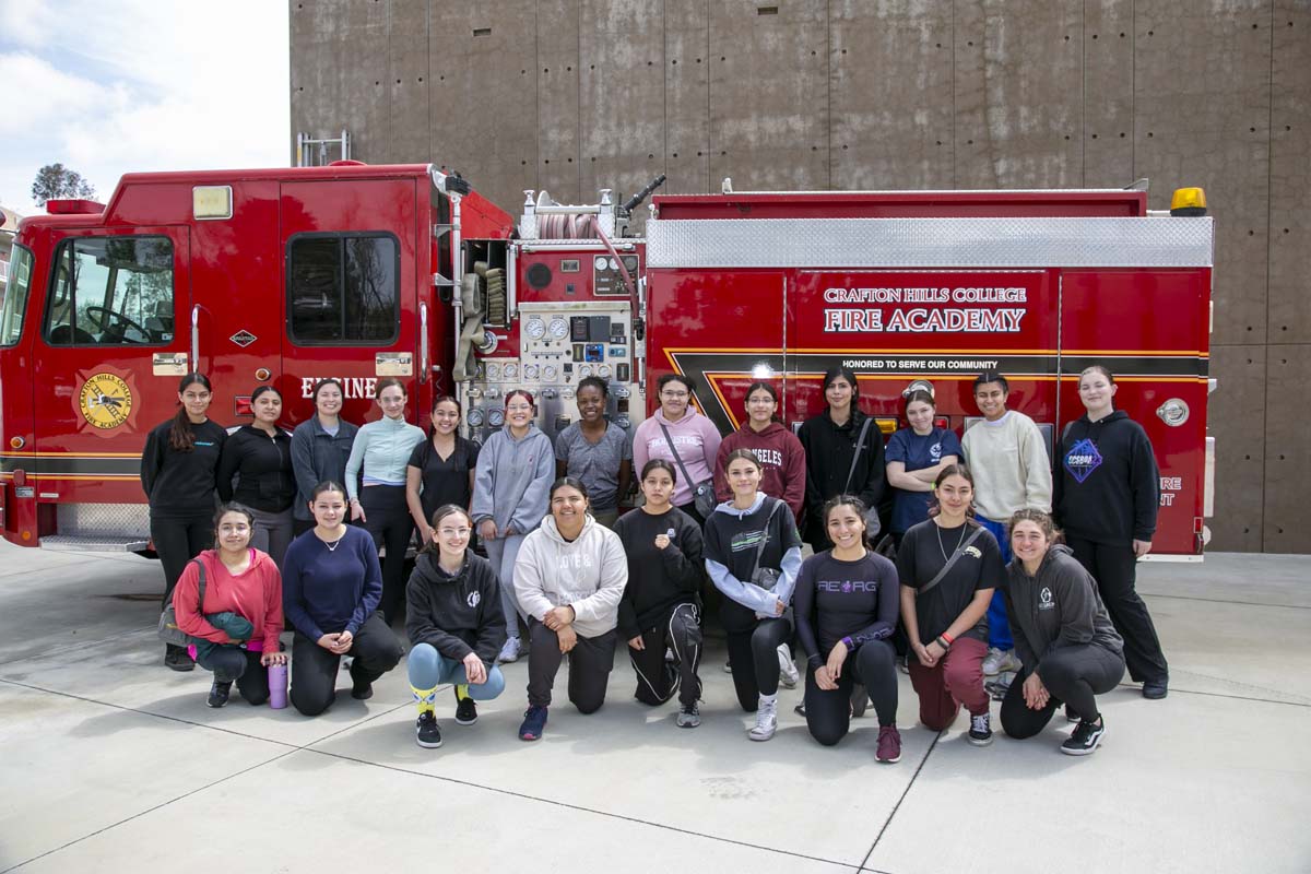 Girls attend the Empowerment Camp at Fire Academy.