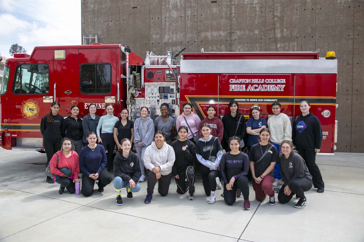 Girls attend the Empowerment Camp at Fire Academy.