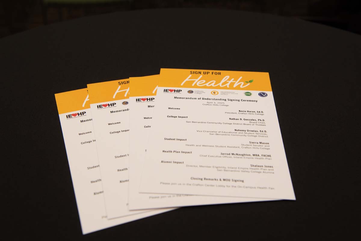 IEHP, SBVC & CHC leadership come together to sign MOU securing health care for students.