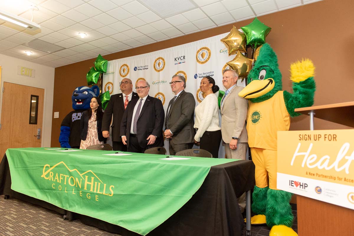 IEHP, SBVC & CHC leadership come together to sign MOU securing health care for students.