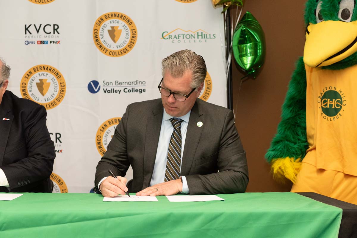 IEHP, SBVC & CHC leadership come together to sign MOU securing health care for students.