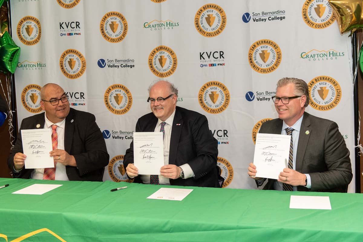 IEHP, SBVC & CHC leadership come together to sign MOU securing health care for students.