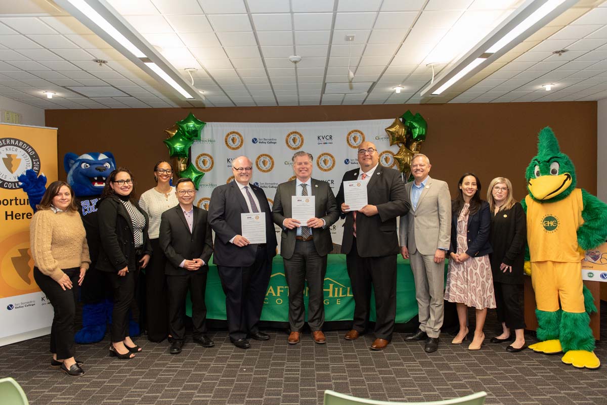 IEHP, SBVC & CHC leadership come together to sign MOU securing health care for students.