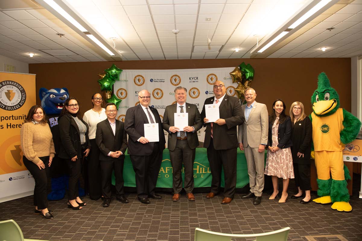 IEHP, SBVC & CHC leadership come together to sign MOU securing health care for students.