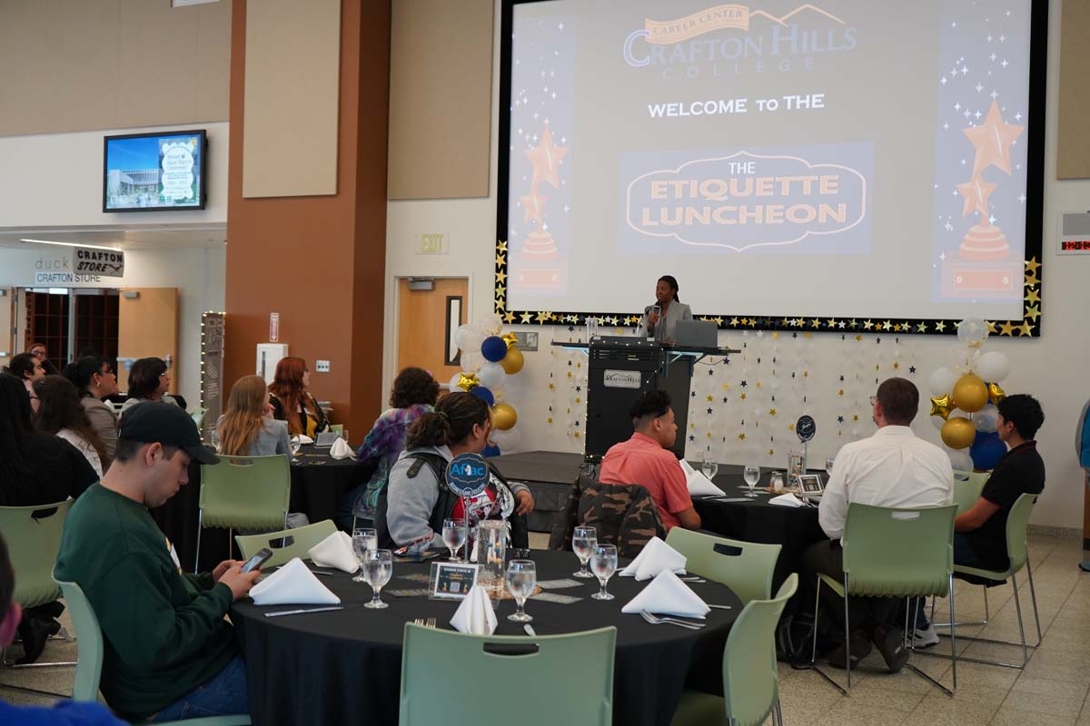 Students attend Etiquette Luncheon at Crafton Hills College.