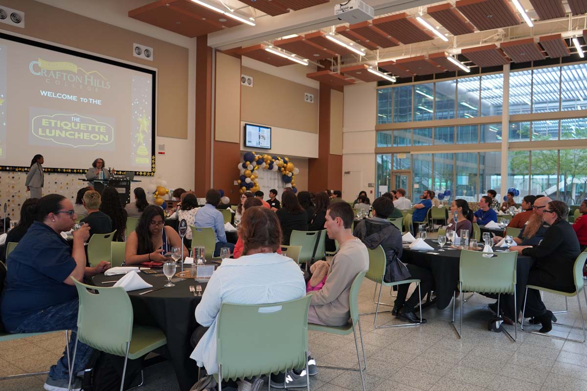 Students attend Etiquette Luncheon at Crafton Hills College.