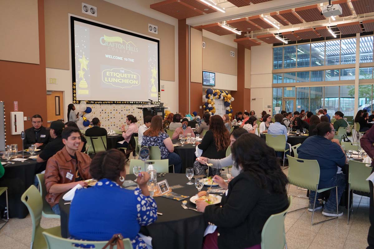 Students attend Etiquette Luncheon at Crafton Hills College.