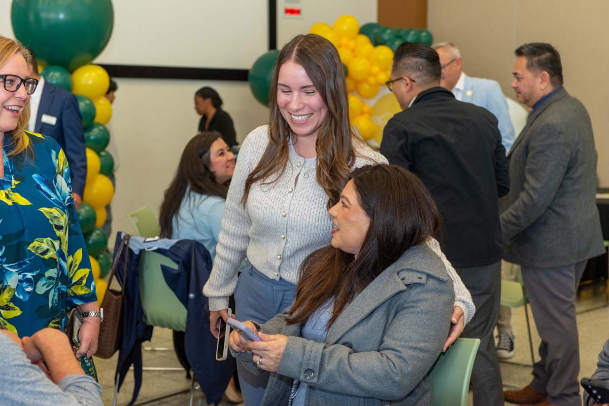 Mascots at the CSUSB CHC Coyotes on the Horizon MOU Signing Ceremony.