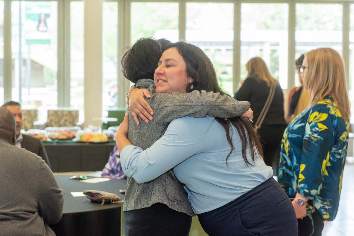 Mascots at the CSUSB CHC Coyotes on the Horizon MOU Signing Ceremony.