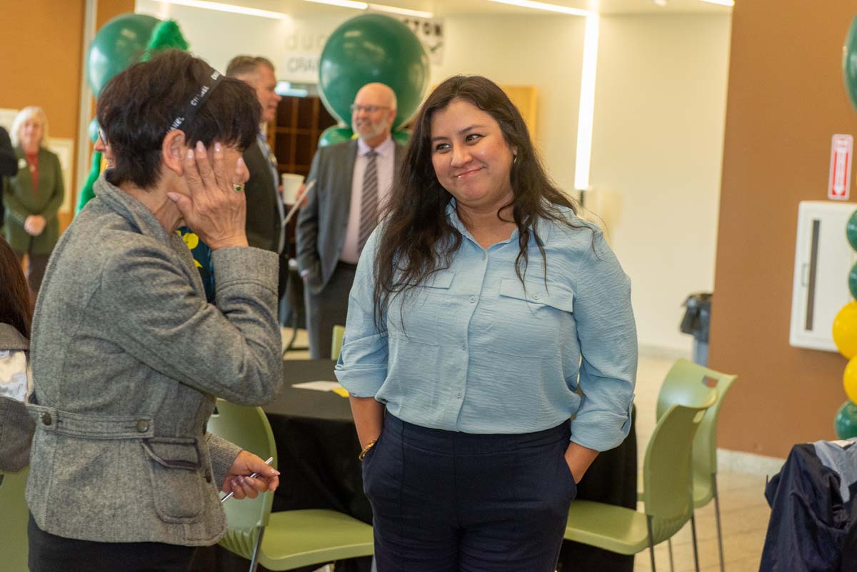 Mascots at the CSUSB CHC Coyotes on the Horizon MOU Signing Ceremony.