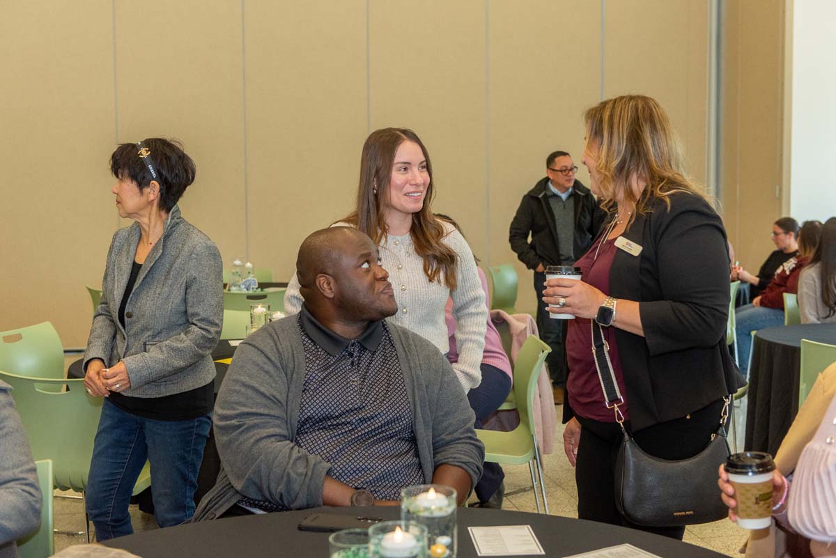 Mascots at the CSUSB CHC Coyotes on the Horizon MOU Signing Ceremony.