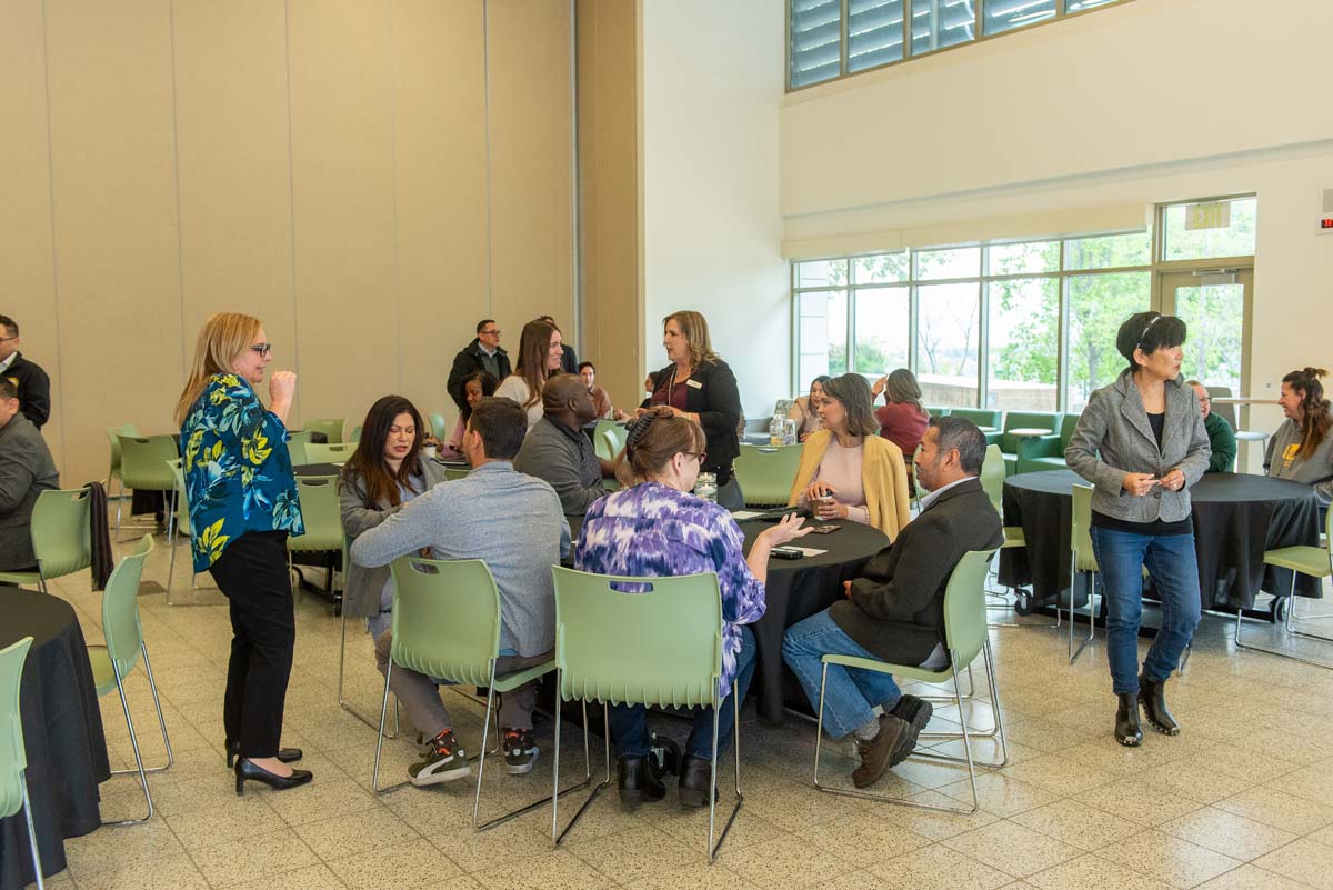 Mascots at the CSUSB CHC Coyotes on the Horizon MOU Signing Ceremony.