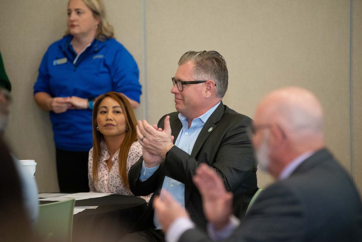 Mascots at the CSUSB CHC Coyotes on the Horizon MOU Signing Ceremony.