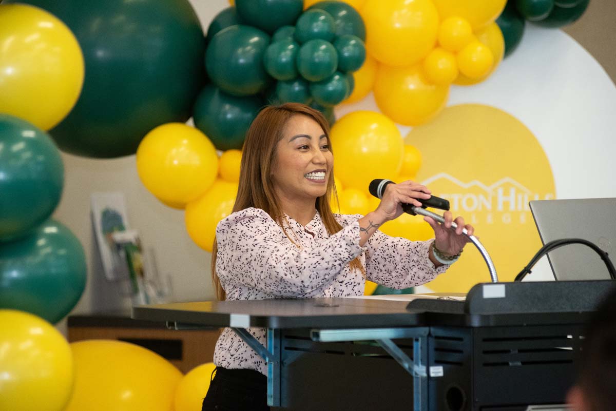 Mascots at the CSUSB CHC Coyotes on the Horizon MOU Signing Ceremony.