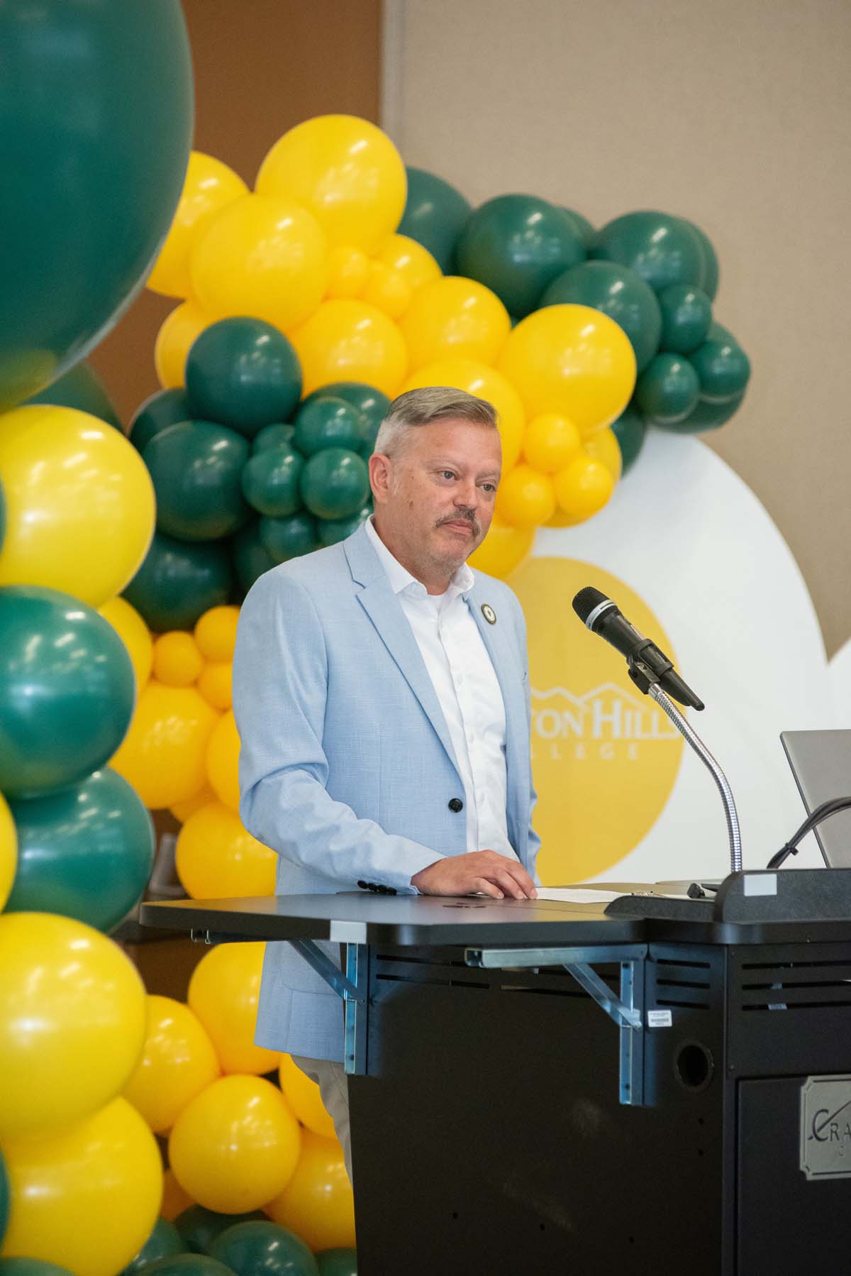 Mascots at the CSUSB CHC Coyotes on the Horizon MOU Signing Ceremony.
