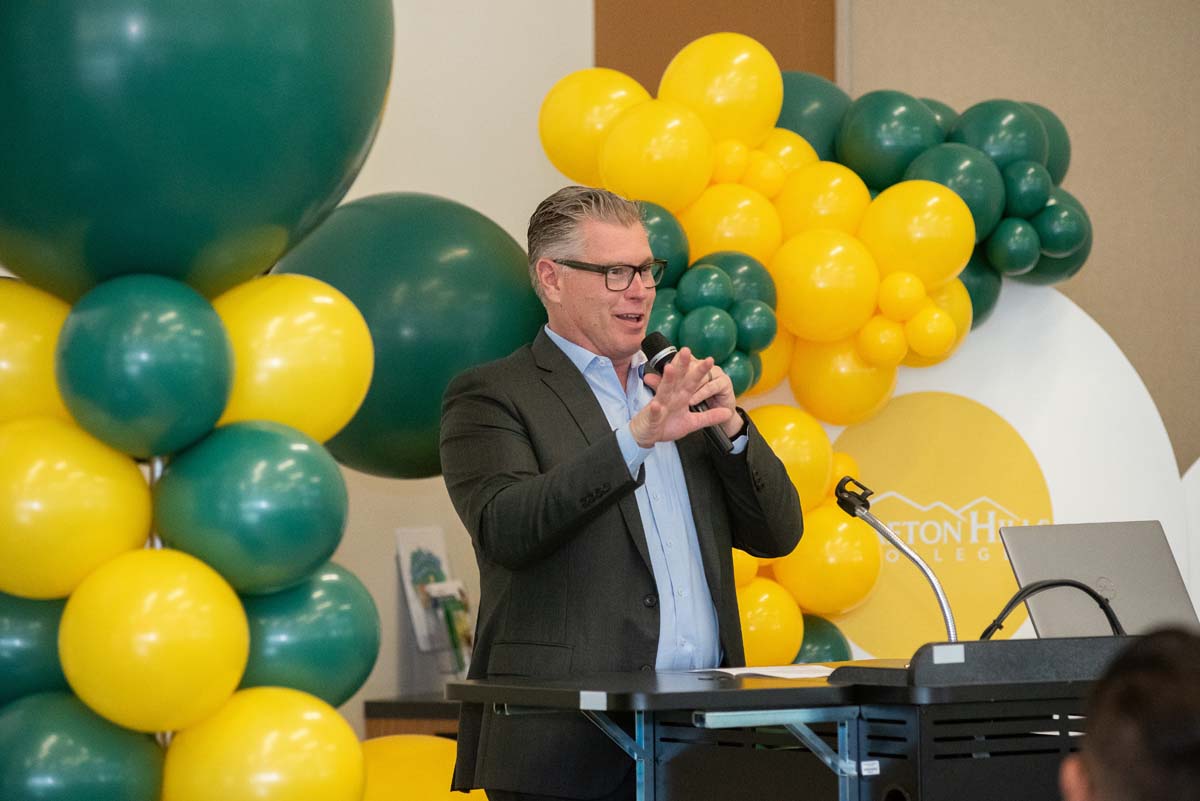 Mascots at the CSUSB CHC Coyotes on the Horizon MOU Signing Ceremony.