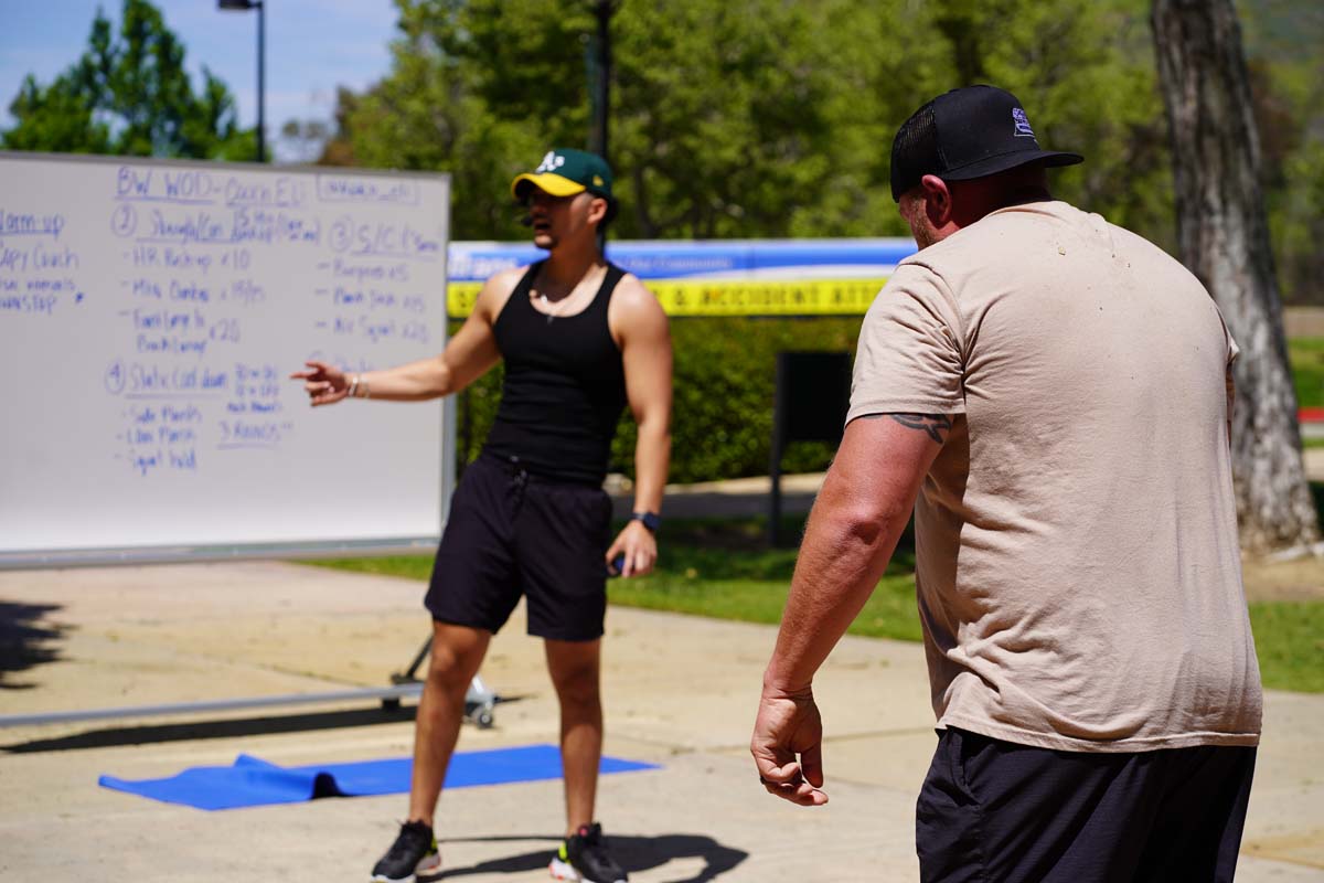 Veteran students participate in a Boot Camp for Veterans Success Week.