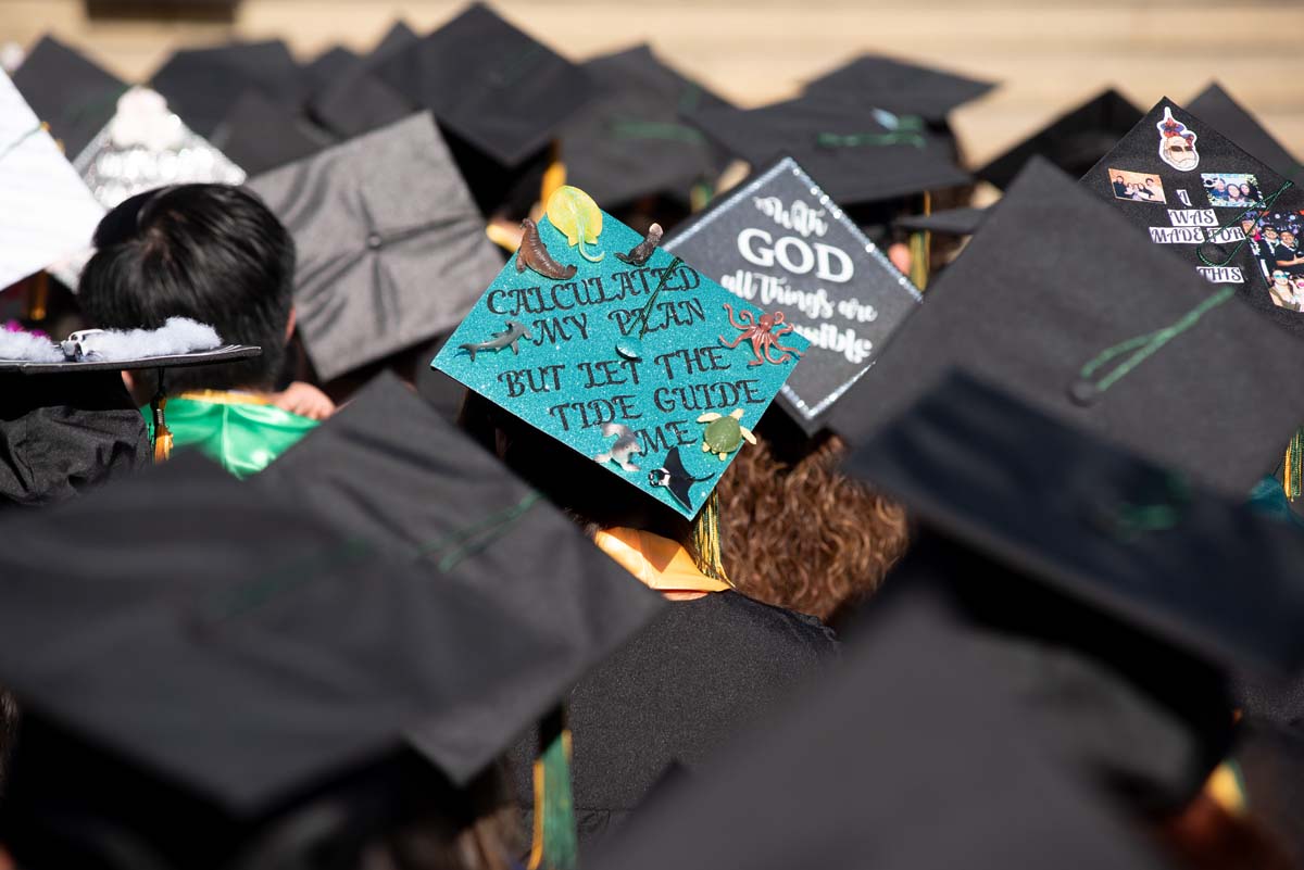 Grad caps from Commencement 2025.