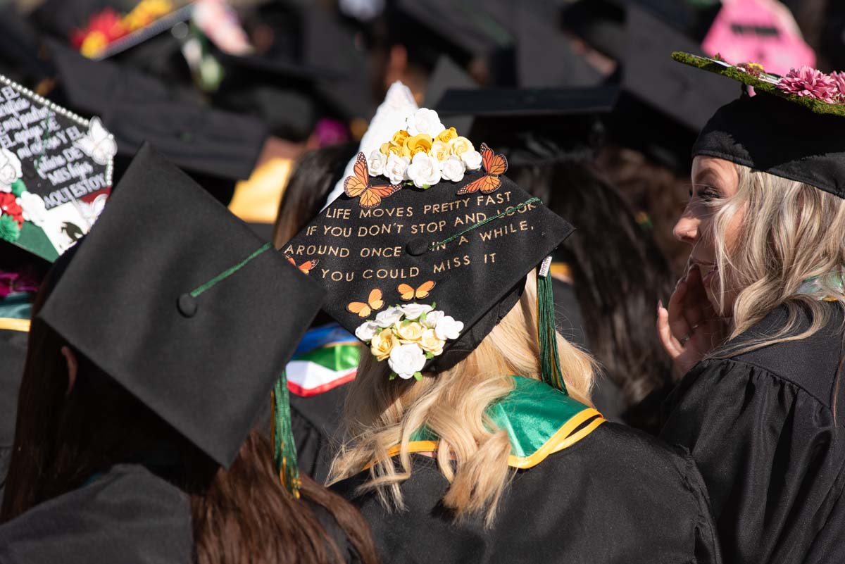 Grad caps from Commencement 2025.