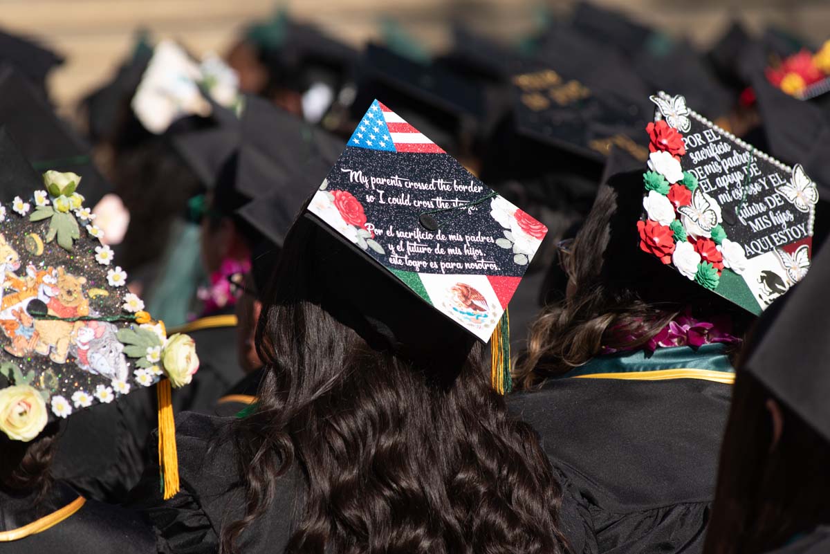 Grad caps from Commencement 2025.